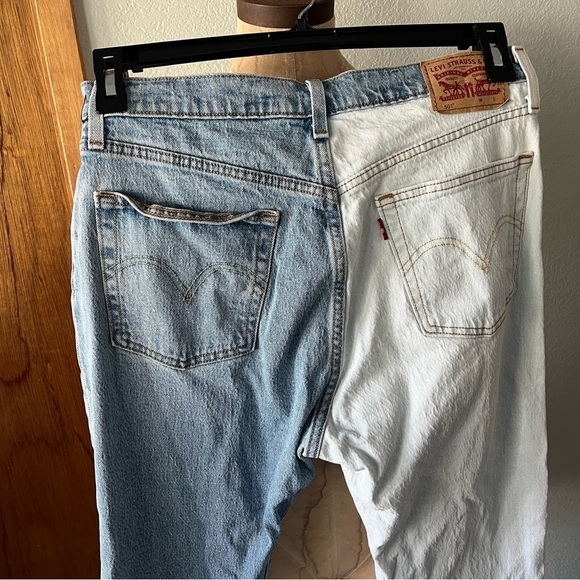 LEVIS sz 29 x 26 501 Two Tone Half Splice Blue Denim Jeans Button Fly - Picture 9 of 12